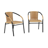 Flash Furniture Lila front view showcasing beige rattan and sturdy frame for stylish seating