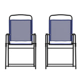 Flash Furniture front view navy sling chair showing compact design and comfort