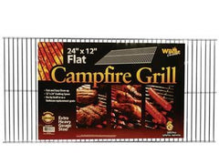 Flat Campfire Grilling Grid front view showing sturdy steel and stable cooking surface benefit
