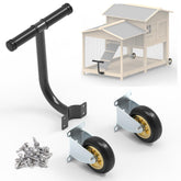 Flehomo packaged wheel kit showing two casters and handle for easy coop mobility