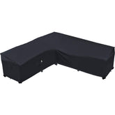 Flexiyard front view of full sectional cover protecting sofa outdoors