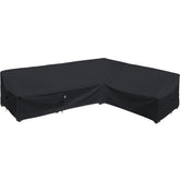 Flexiyard front view of L-shaped cover protecting sectional, shows full coverage benefit