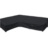 Flexiyard front view cover on left-facing sectional shows full protection benefit