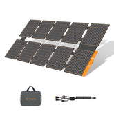 FlexSolar folded front view showing compact carry size and easy transport