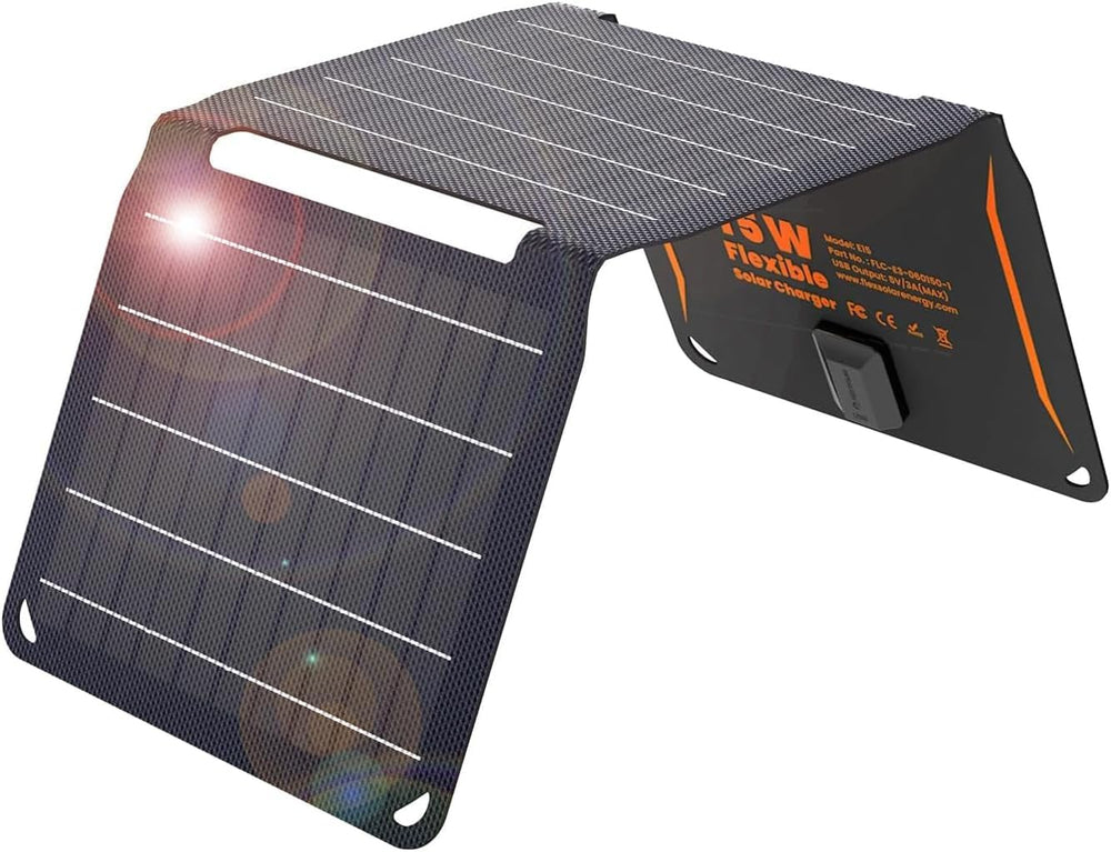 FlexSolar folded front view showing compact portability and easy packing benefit