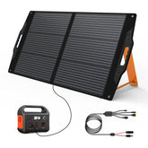 FlexSolar folded panel front view showing compact carry and easy storage