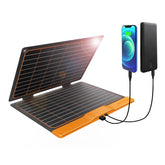 FlexSolar folded panel showing compact travel-ready design and easy packing benefit