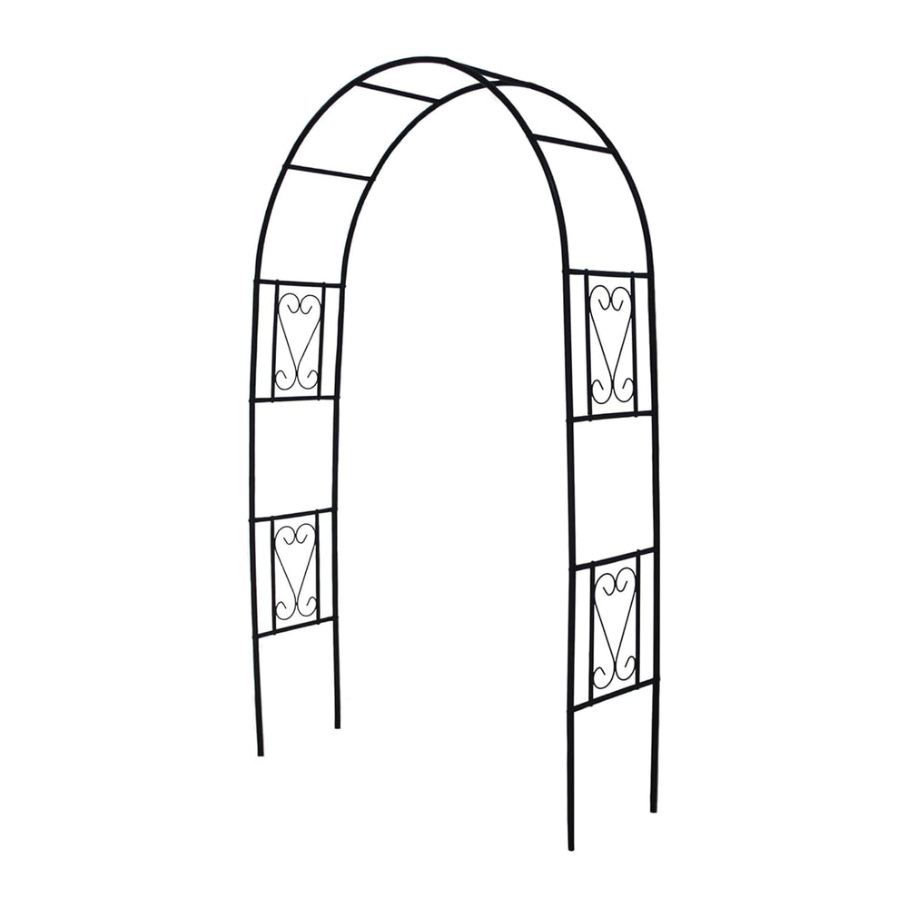 Flohover front view of iron arbor showing elegant entrance and durable frame