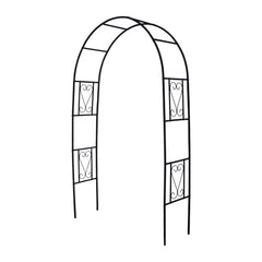Flohover front view of iron arbor showing elegant entrance and durable frame