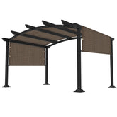FLORALEAF pergola cover front view showing full canopy and sun protection benefit