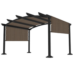 FLORALEAF pergola cover front view showing full canopy and sun protection benefit