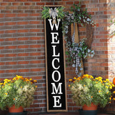 flowtorely front view of wooden welcome sign showing overall design and charm