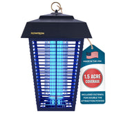 Flowtron front view lantern showing dual UV bulbs and attractant ports for powerful coverage