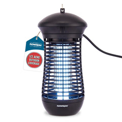 Flowtron front view of outdoor zapper showing compact weatherproof housing and immediate protection
