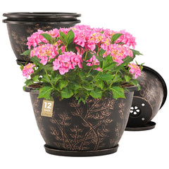 Flowyypo front view four-pack showing coordinated retro planters and curb appeal