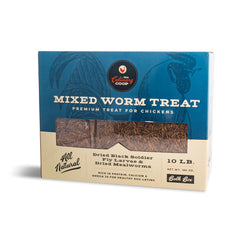 Fluker's front packaging of 10 lb worm mix shows clear product labeling and convenience