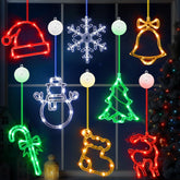 Flutesan front packaging of multicolor Christmas window lights showing shapes and contents