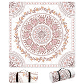 FLY SPRAY front view of gingham blanket shows roomy area and picnic-ready layout