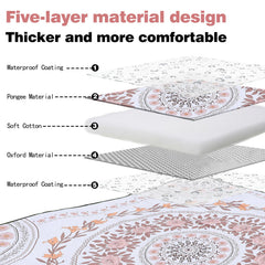 FLY SPRAY rolled blanket with strap showing compact fold and easy carry convenience