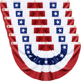 FLYSNK front view of six 3x6 ft bunting fans showing bright colors and quantity