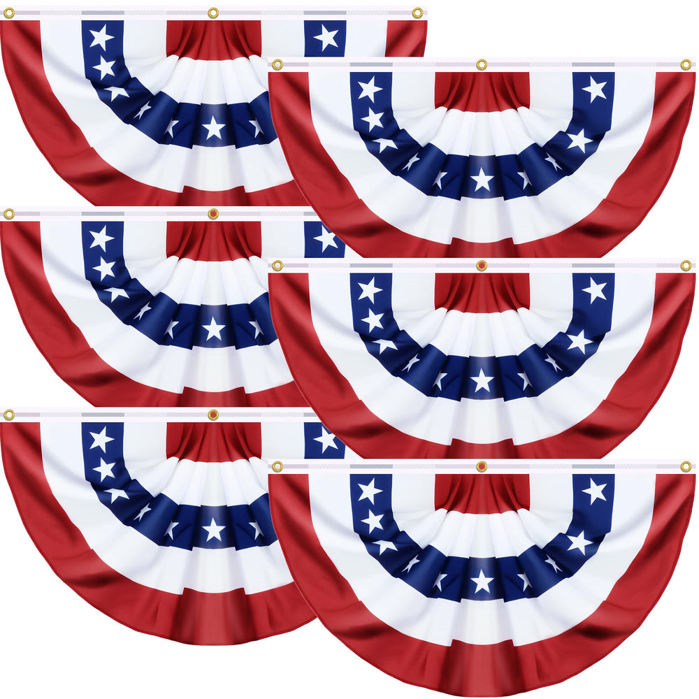 FLYSNK front view of six-pack bunting flags showing full set and colors for easy decoration