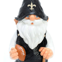FOCO gnome raised New Orleans Saints logo closeup for clear branding