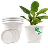 Fodetyff front view of 14-inch white planter showing modern style and stability