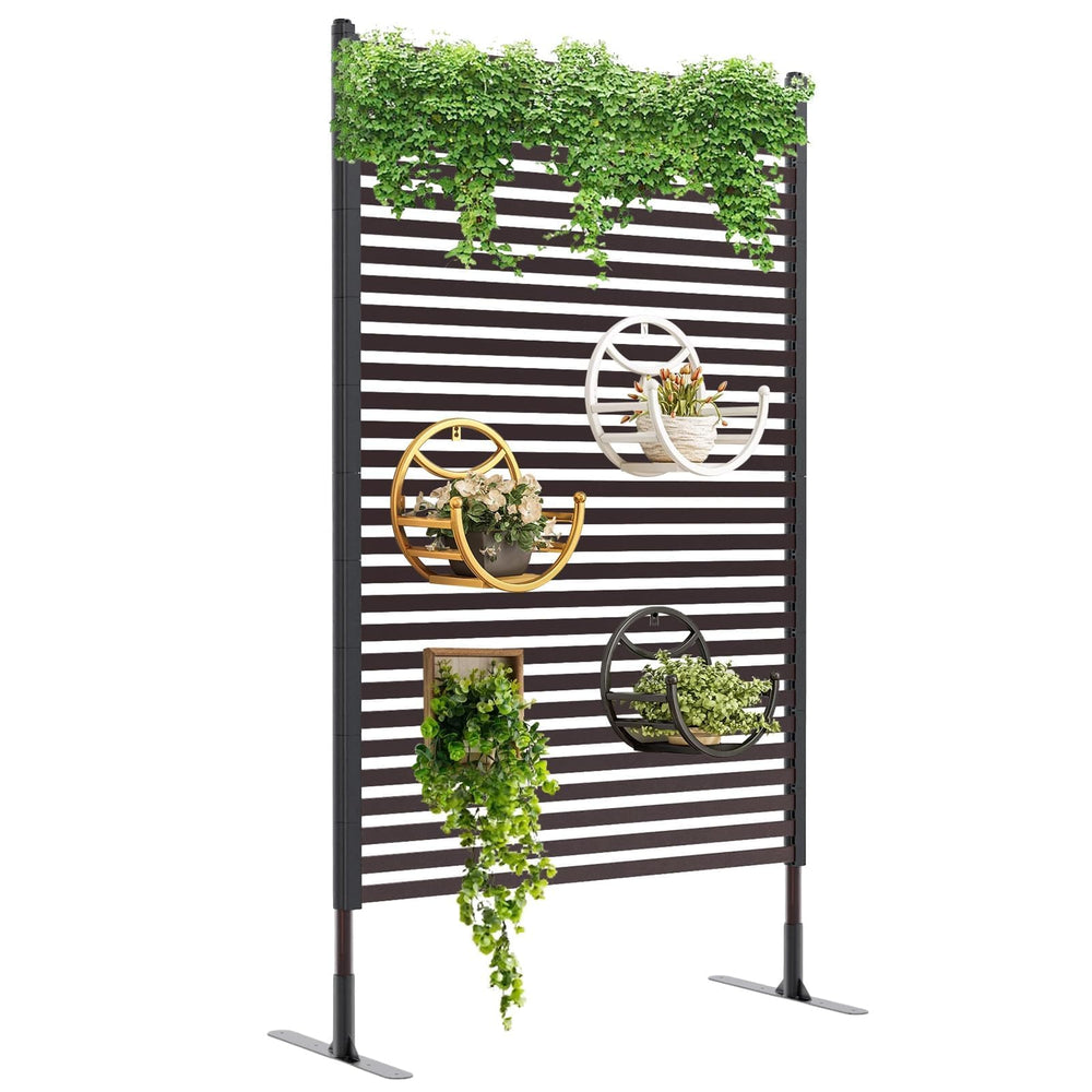 FOLLOOK front view of freestanding privacy screen showing clean modern slats and privacy benefit