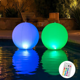 FooGuila front view of 2-pack floatable balls showing packaging and product benefits