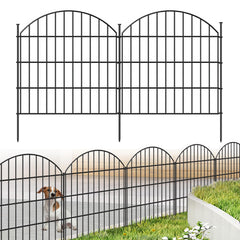 FOREHOGAR front view of metal garden fence kit showing panels and stakes for quick setup