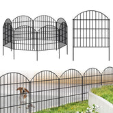 FOREHOGAR front view of assembled metal garden fence showing coverage and black finish for discreet protection