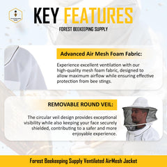 FOREST BEEKEEPING SUPPLY back view showing airmesh ventilation for cooler work