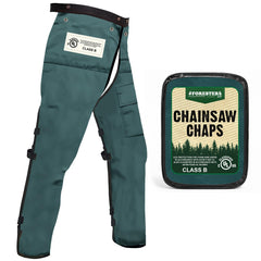 FORESTER front apron-style chaps showing full coverage and quick on/off convenience
