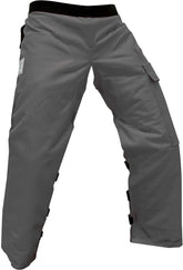 FORESTER front view showing apron-style chaps and secure fit benefit