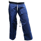 FORESTER chaps front view showing full navy coverage and lightweight benefit