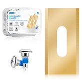 FourShow front view of blade pack showing complete replacement set and benefit of convenience