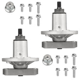 Fourtry spindle front assembly showing mounting holes and shaft, improves deck stability