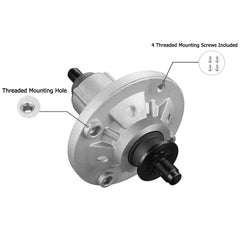 Fourtry spindle with included hardware laid out for easy installation and fast replacement