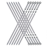 FOWUTAS front view of 12-piece skewers showing long stainless steel set, durable