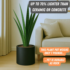 Fox & Fern planter texture close-up highlighting matte fiberstone surface and easy-clean benefit