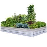 FOYUEE front view of galvanized raised bed showing sturdy construction and capacity