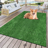 FREADEM front view of 4x6 artificial grass rug showing finished edges and color benefit