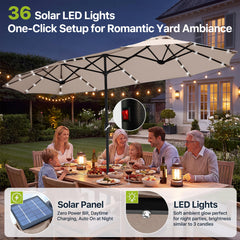 FREE SOLDIER LED lights lit at dusk providing warm ambient lighting benefit