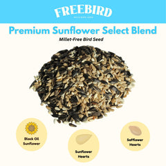FREEBIRD close-up of seed mix texture highlighting sunflower and safflower benefits