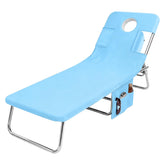 Frienda front view sky blue cover showing full chair protection and neat styling
