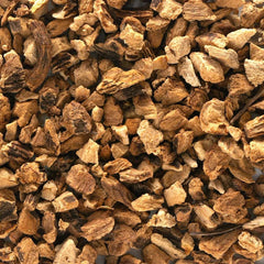Frontier Co-op gentian root brewed tea in cup lifestyle image shows bitter flavor benefit