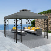 frtzal front view of gray 10x10 canopy showing full coverage and renewed shade