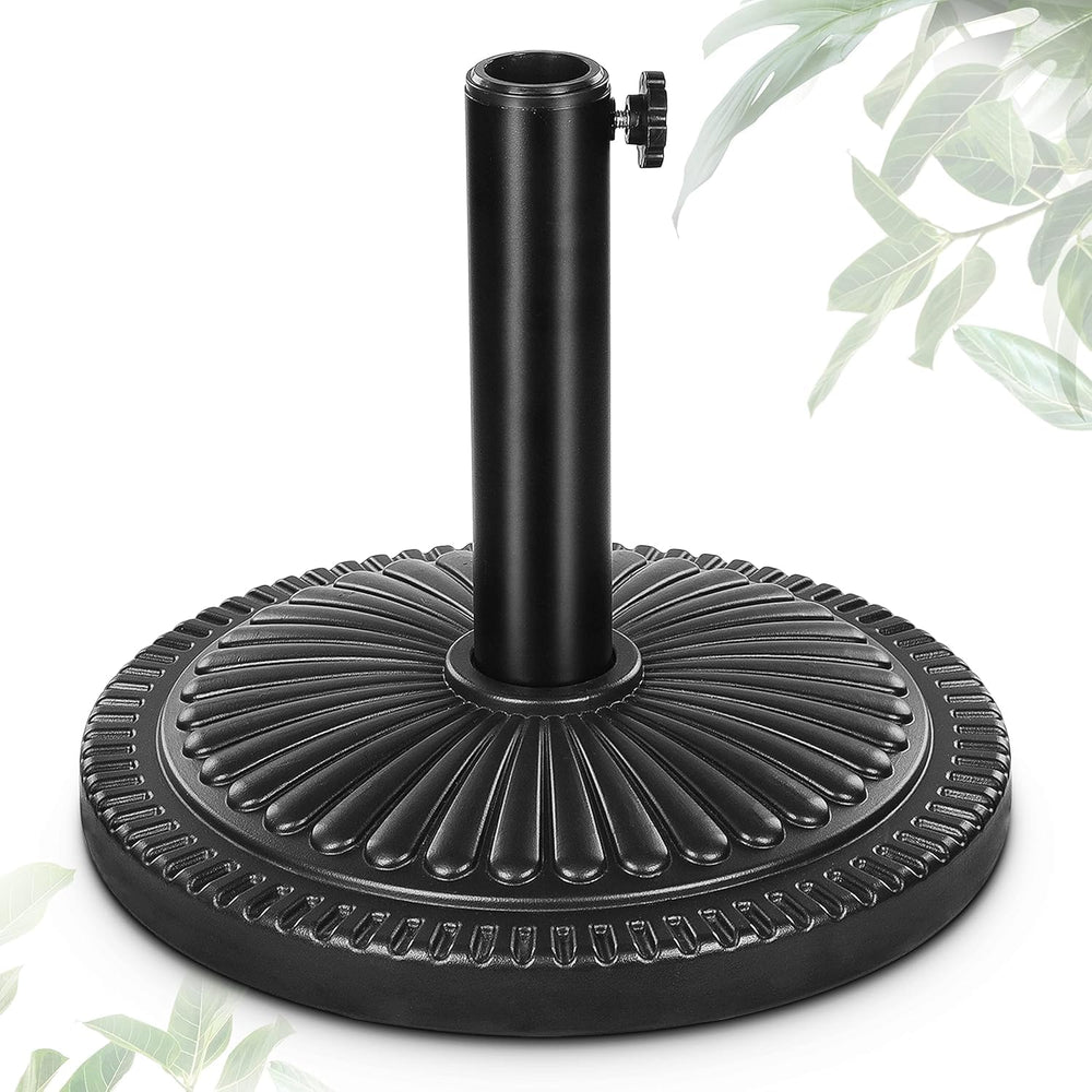 FRUITEAM front view of umbrella base showing sturdy design and immediate ballast