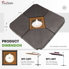 FRUITEAM base under cantilever umbrella illustrating improved wind resistance