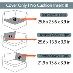 Frxeyaliz backrest cover flat lay showing exact dimensions for confident fit